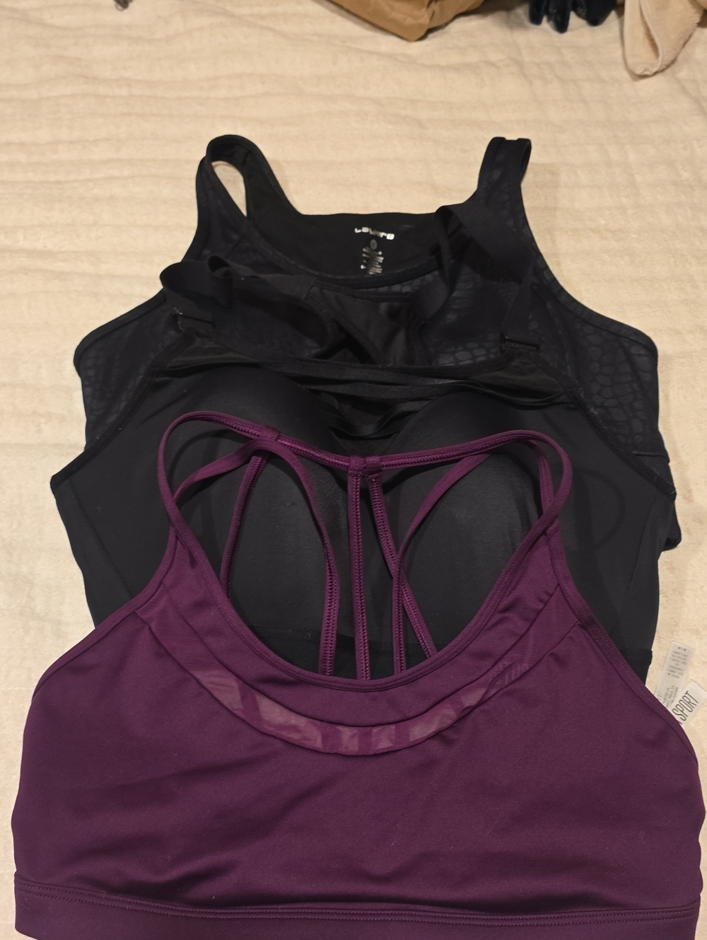 Victoria's Secret Plum & Black Strappy Sports Bra Duo